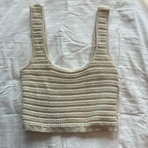 Women’s Crochet Tank Top, H&M, Size S, Cream/Beige Color